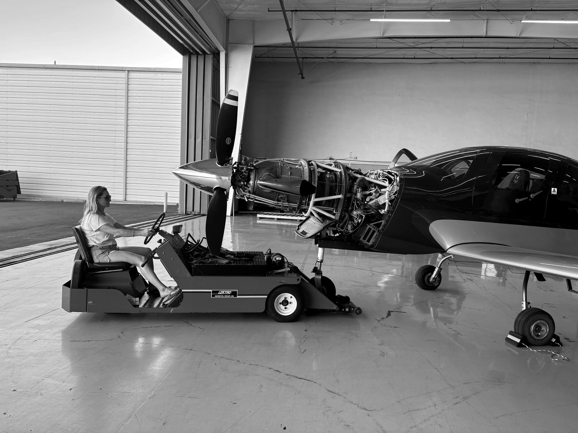 Aircraft rolling out of Fourth Front's Hangar 1 at Santa Monica Airport